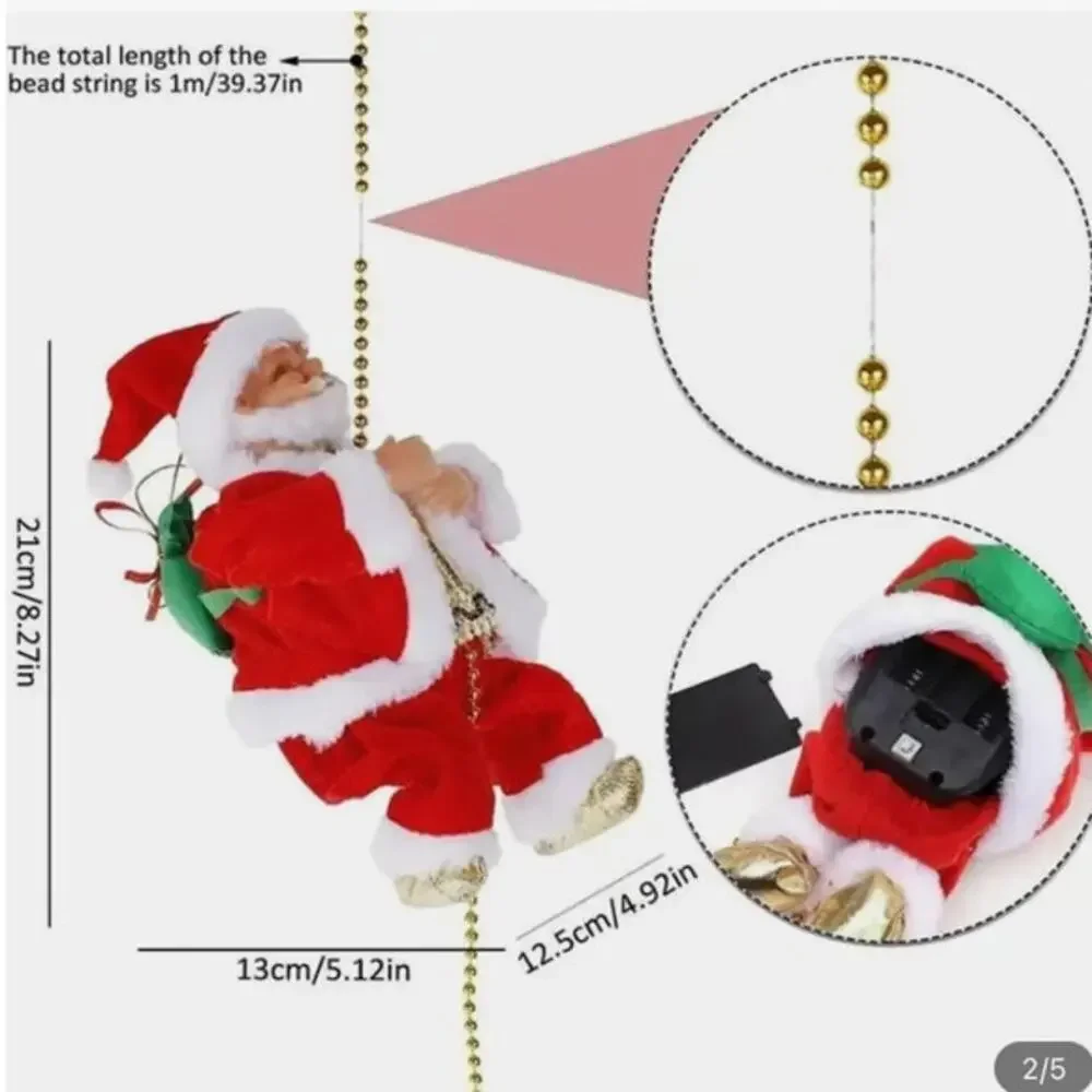 NWOT ~ Christmas SANTA CLAUS Climbing Decoration Plays Jingle Bells Music!